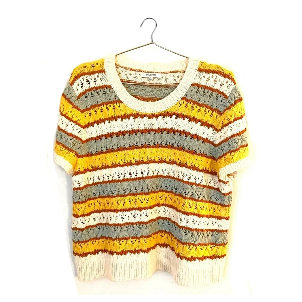 NWT Madewell Chunky Striped Short Sleeve Sweater Tee - Picture 3 of 10